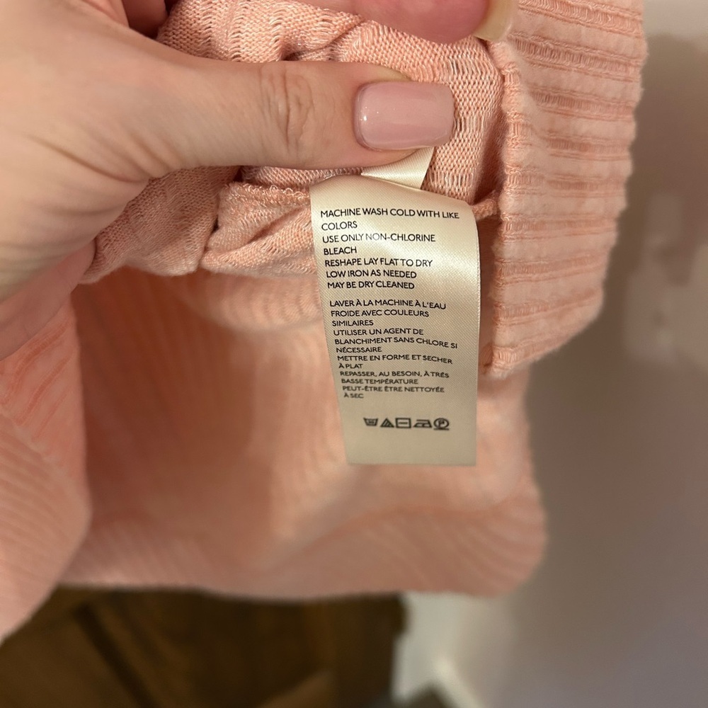 Maeve by Anthropologie Turtleneck Soft Pink Ribbed Cowl Neck Sweater Large - Picture 11 of 12